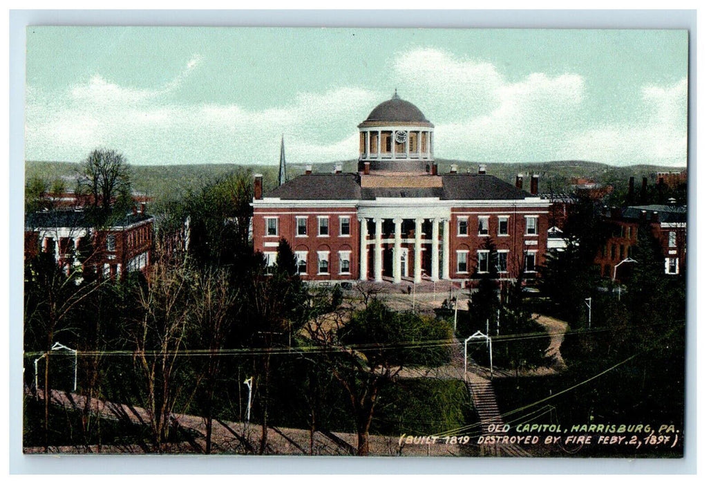1909 Old Capitol Building Tower Clock Harrisburg Pennsylvania PA Postcard