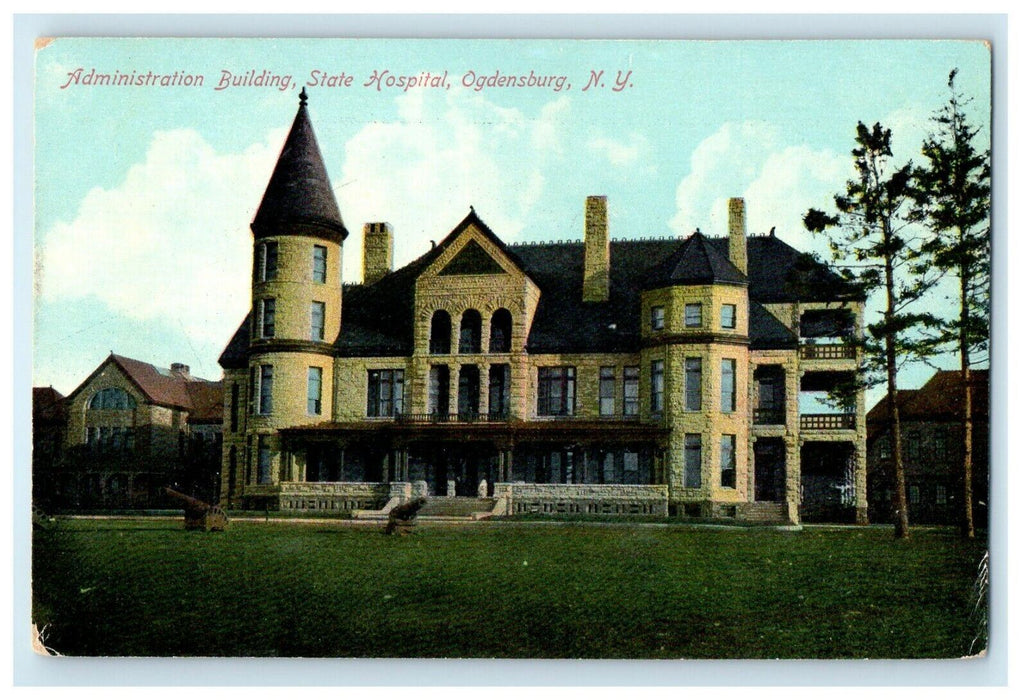 c1910 Administration Building State Hospital Ogdensburg New York NY Postcard