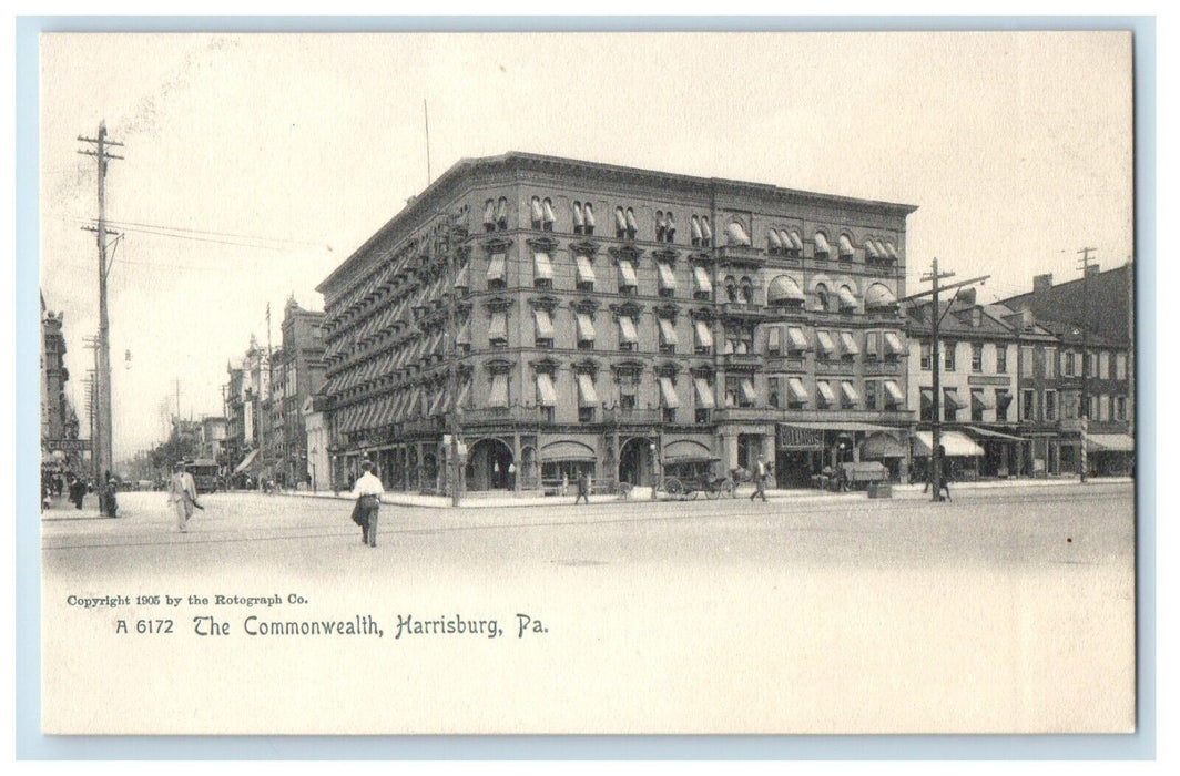 c1905 The Commonwealth Building Street View Harrisburg Pennsylvania PA Postcard