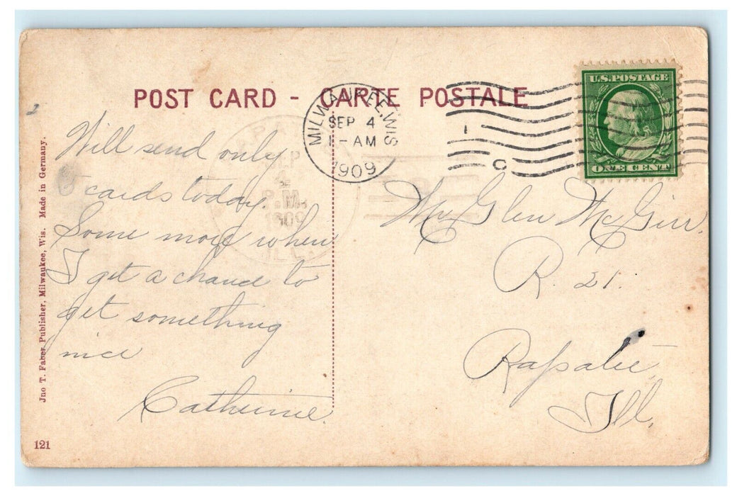 1909 Milwaukee Yacht Club, Milwaukee Wisconsin WI Antique Postcard