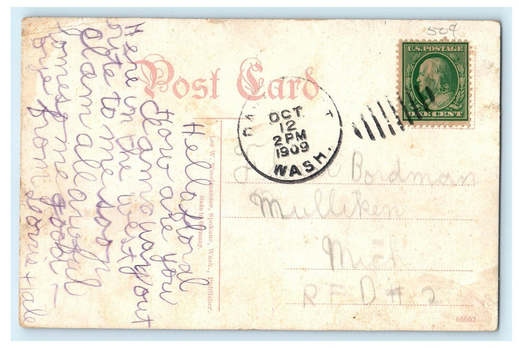 1909 Old National Bank, Spokane Washington WA Antique Postcard