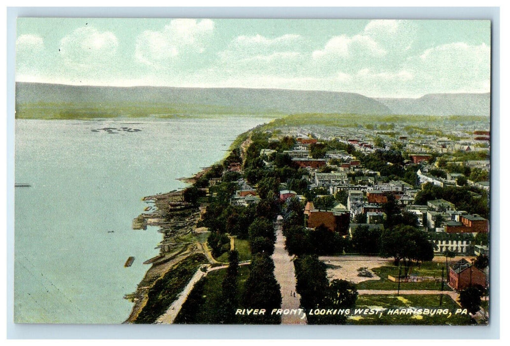 1909 River Front Looking West Harrisburg Pennsylvania PA Antique Postcard