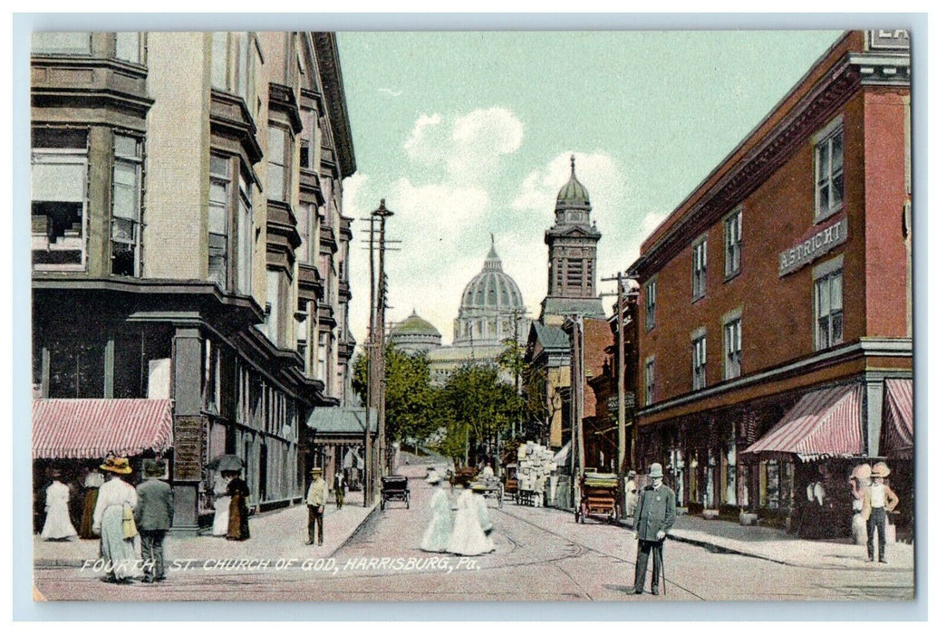 c1910's Fourth St. Church Of God Harrisburg Pennsylvania PA Antique Postcard