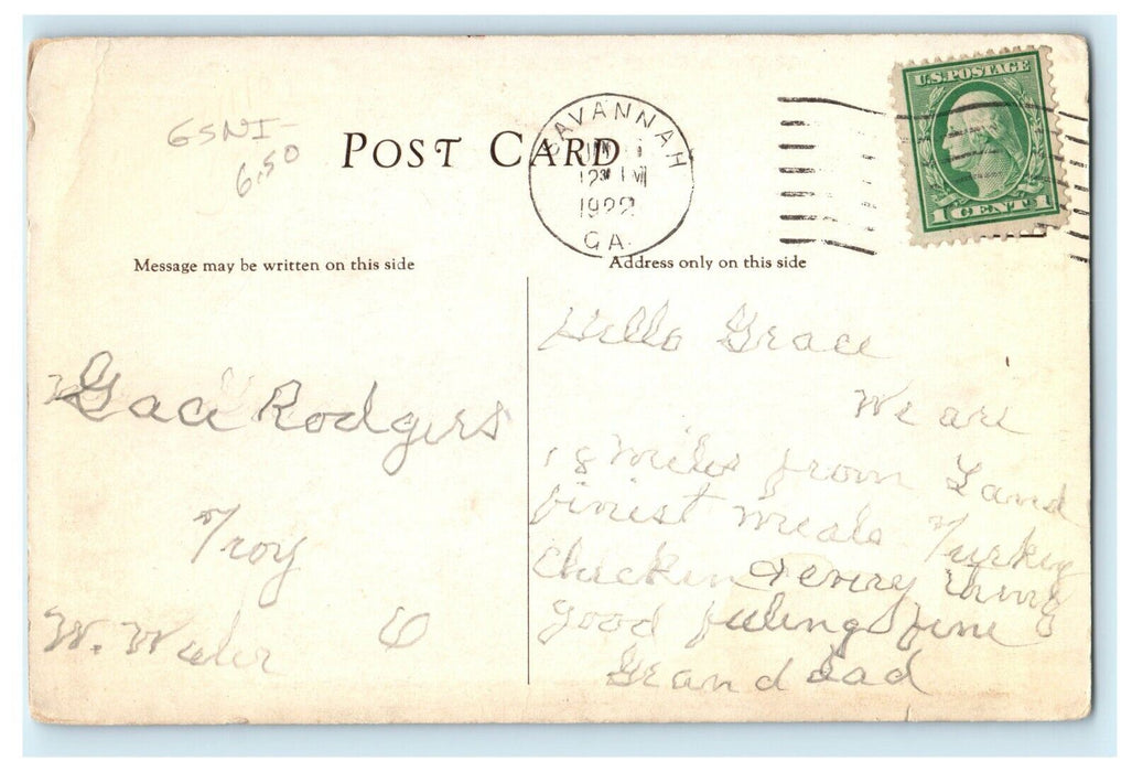1922 Travel and Ship, "Merchants and Miners" Savannah Georgia GA Postcard