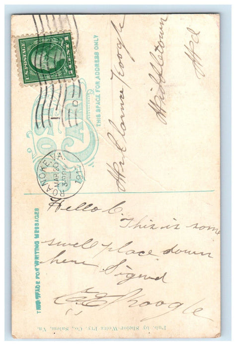 1917 Campbell Avenue Looking West Roanoke Virginia VA Antique Postcard