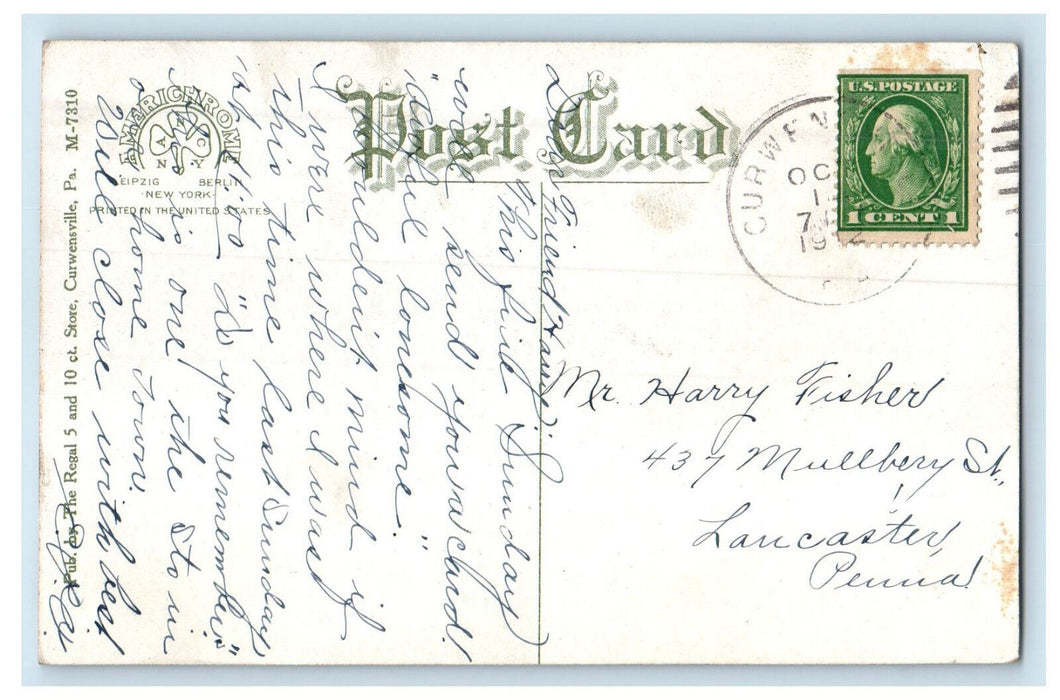 1912 State Street, Curwensville Pennsylvania PA Antique Posted Postcard