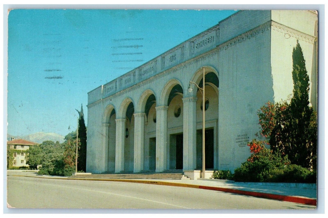 1960 Bridges Auditorium at Claremont College, College Way, Claremont CA Postcard