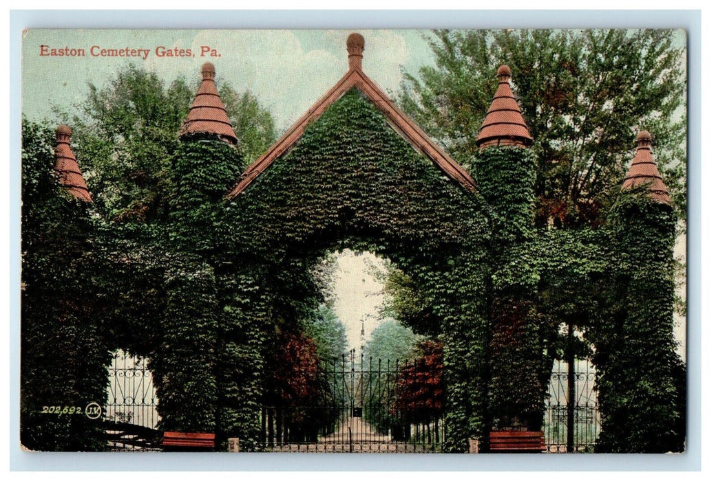 1907 Entrance Of Easton Cemetery Gates Pennsylvania PA Posted Antique Postcard