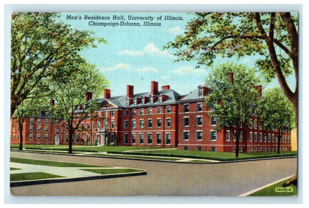 c1940's Men's Residence Hall University Of Illinois Champaign Urbana IL Postcard