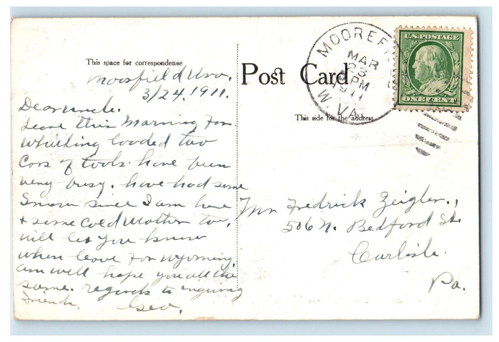1911 The Famous Trough Near Moorefield West Virginia WV Postcard