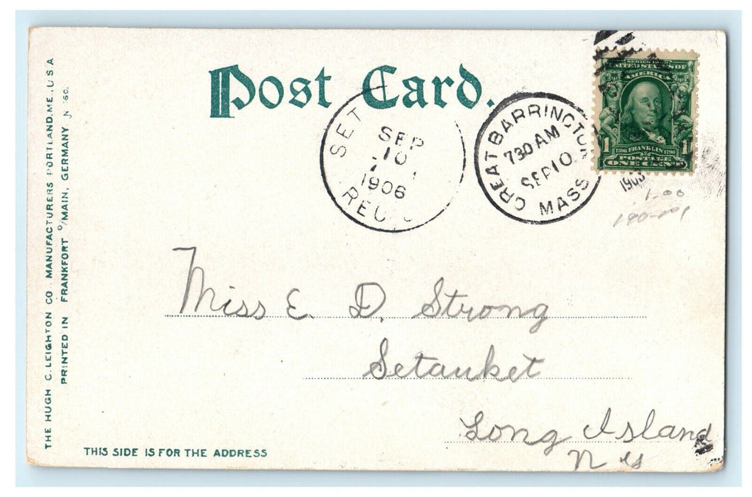 1906 Along the Hoosatonic, Lee, Massachusetts Posted Antique Rec'd Postcard