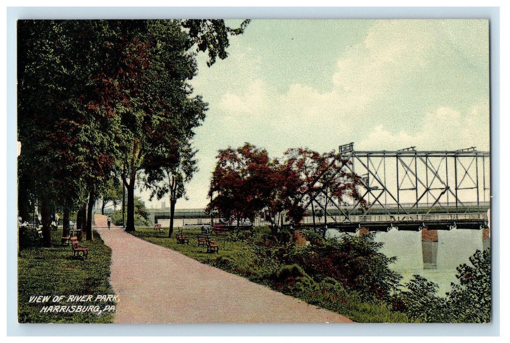 1909 View River Park Bridge Harrisburg Pennsylvania PA Unposted Antique Postcard