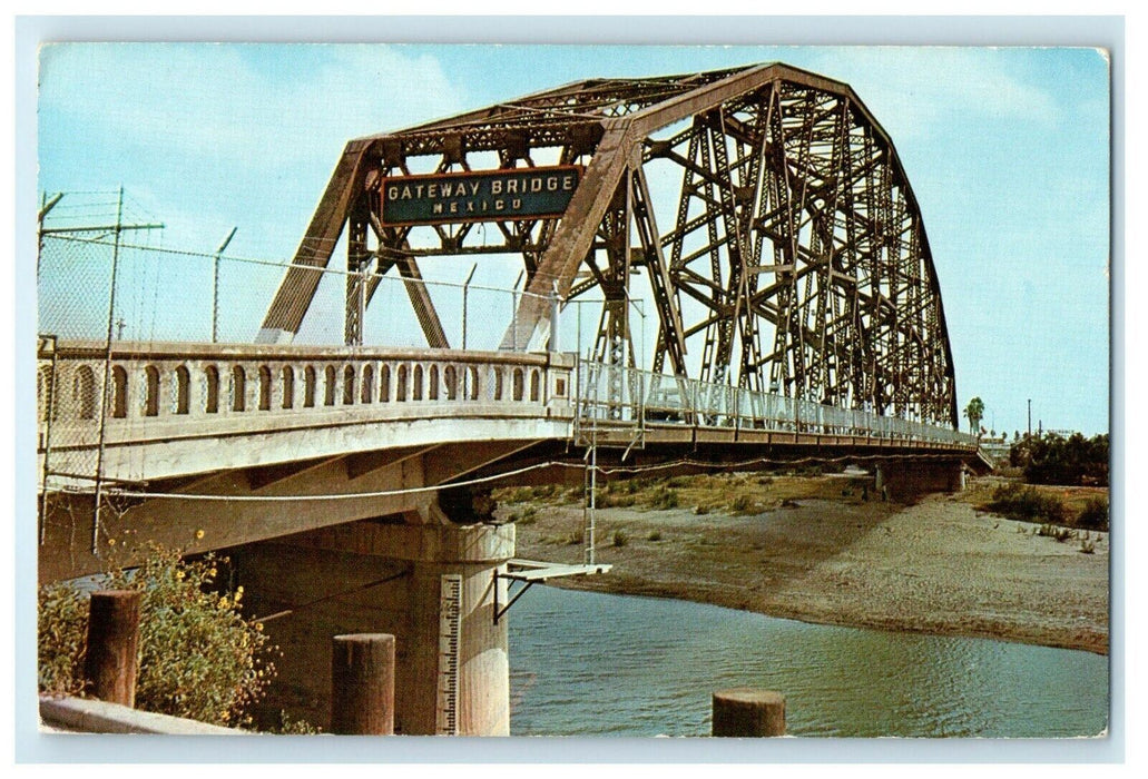 1950 Gateway Bridge Mexico Rio Gande River Brownsville Texas TX Vintage Postcard