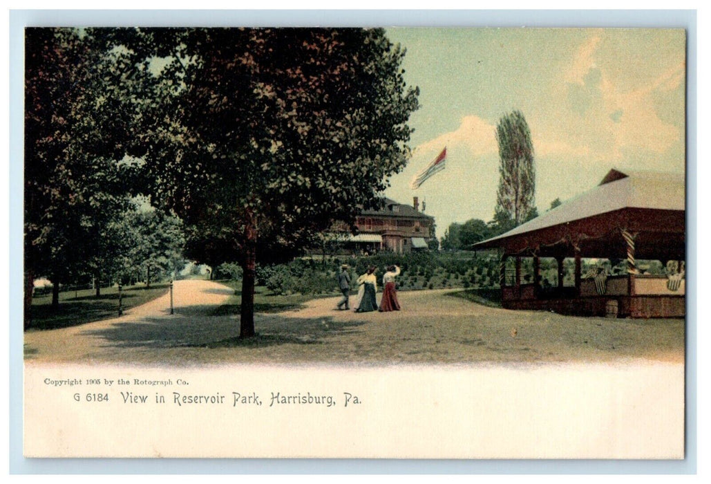 c1905 View In Reservoir Park Harrisburg Pennsylvania PA Rotograph Postcard
