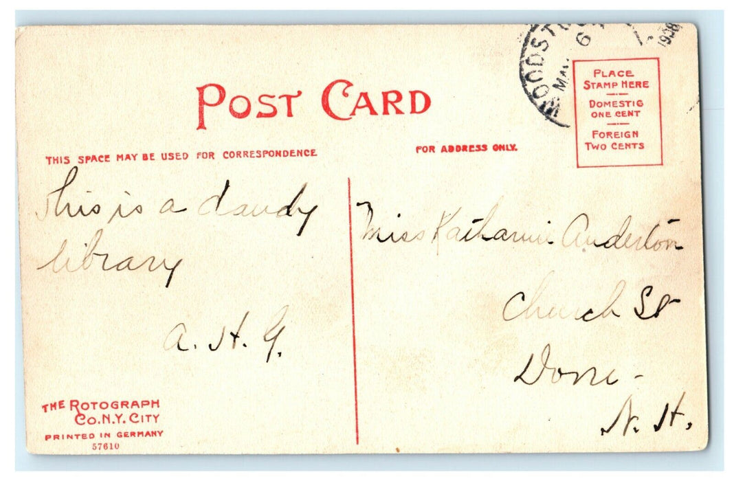 1908 The Norman Williams Public Library, Woodstock, Vermont VT Postcard
