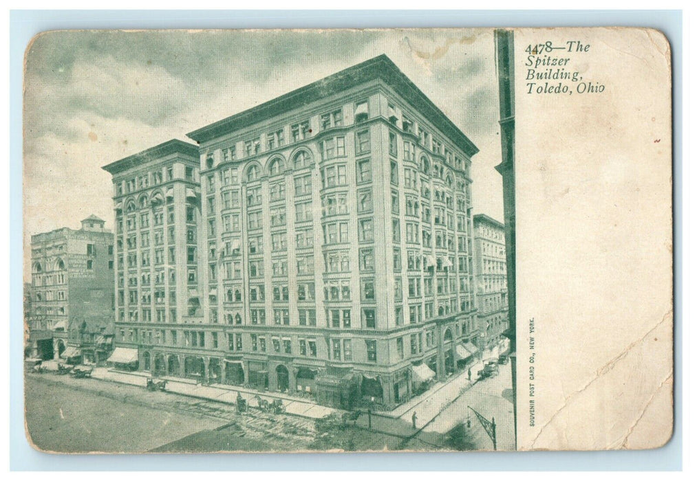 1907 The Spitzer Building Street View Toledo Ohio OH Posted  Antique Postcard
