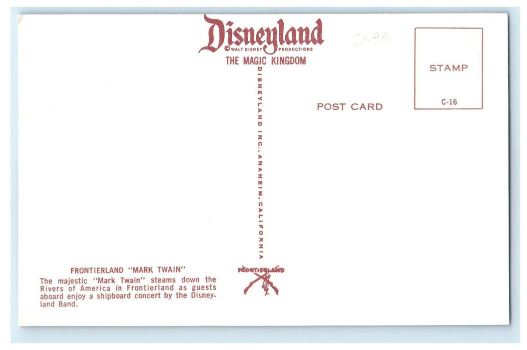 Disneyland Magic Kingdom Mark Twain Shipboard Concert Frontierland CA Postcard