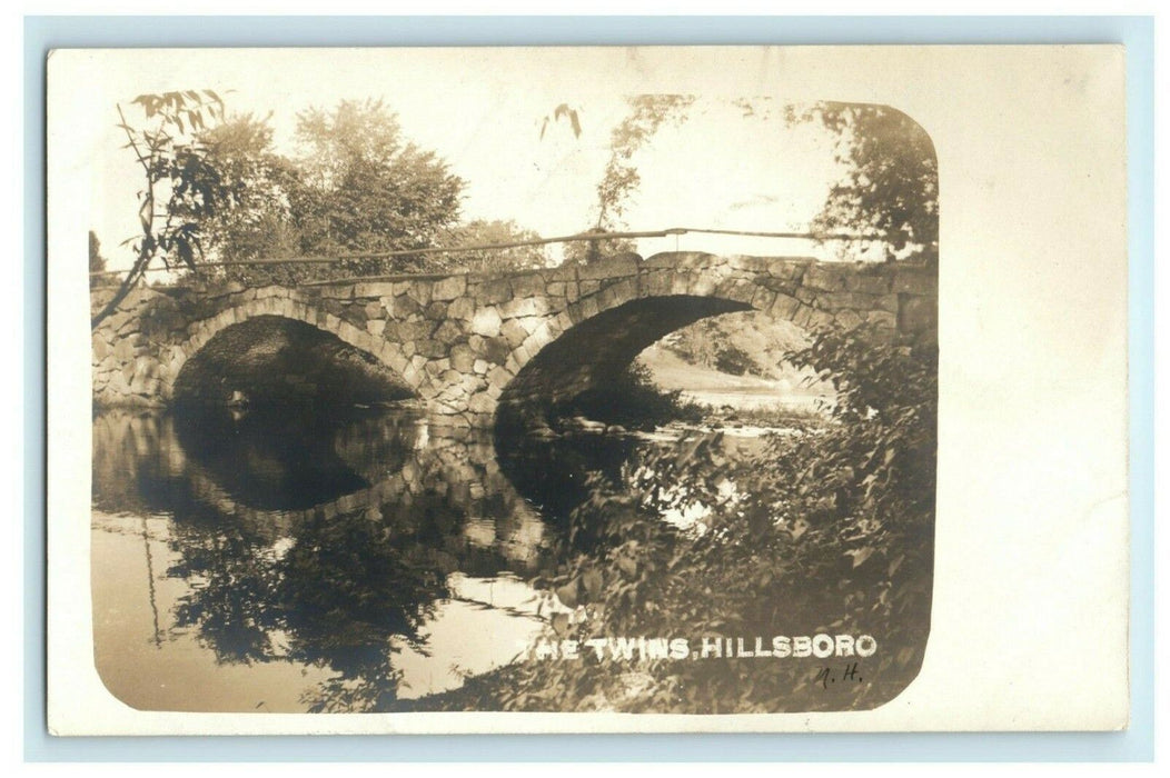 c1910 "The Twins" Bridge Hillsboro New Hampshire NH RPPC Photo Postcard