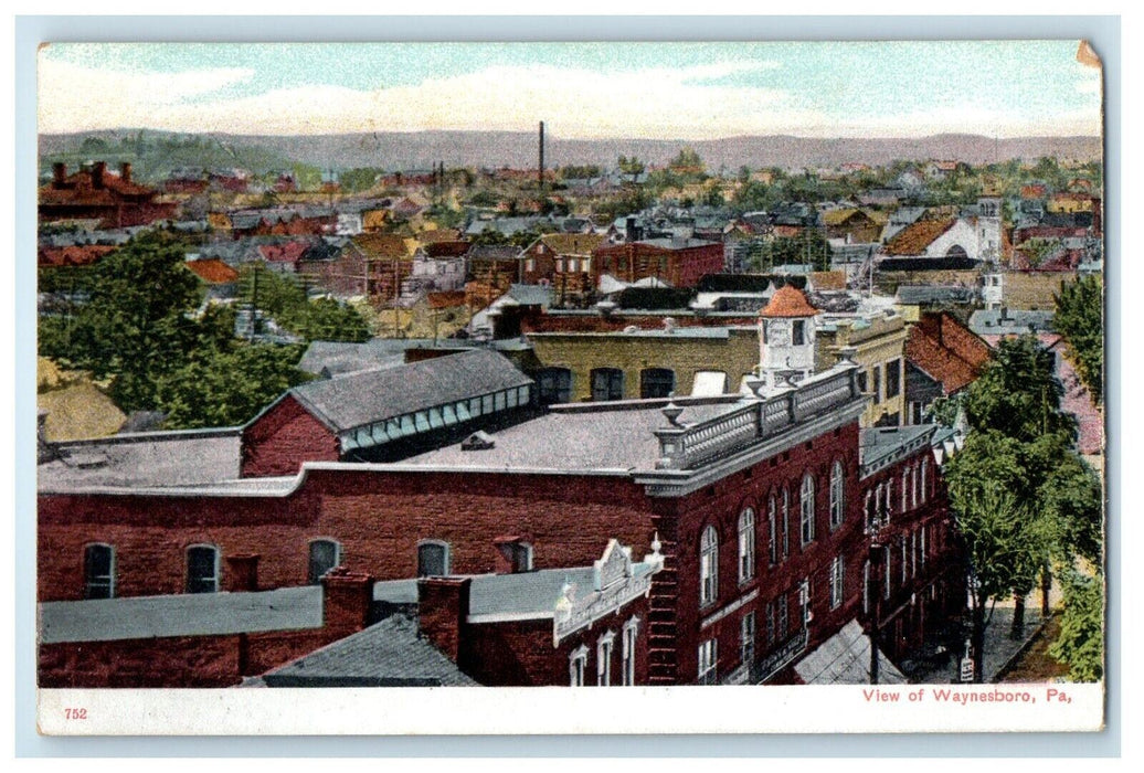 c1910's Bird's Eye View Of Waynesboro Pennsylvania PA Unposted Antique Postcard
