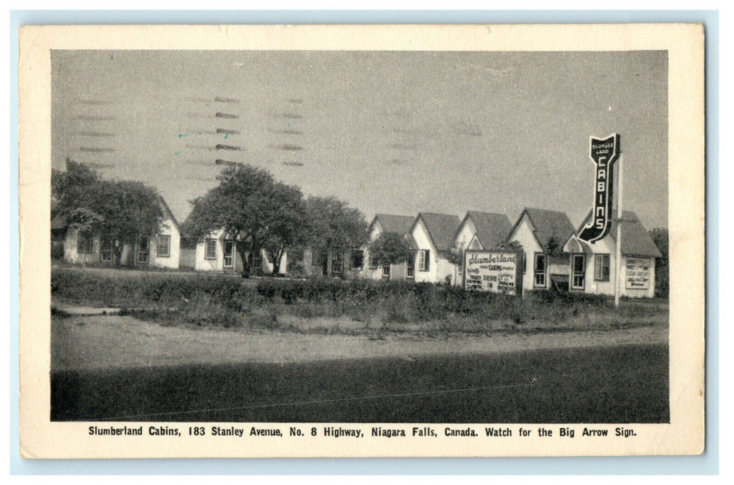 1946 Postage Due 2 Cents, Slumberland Cabins, Niagara Falls, Canada CA Postcard