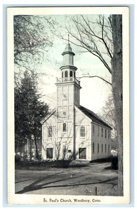 c1920s St. Paul's Church, Woodbury Connecticut CT Unposted Postcard