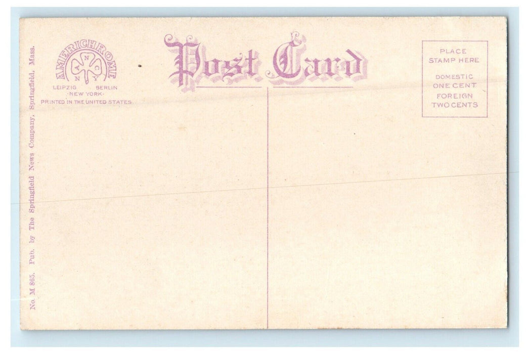 Main Street Looking South From Post Office Springfield Massachusetts MA Postcard