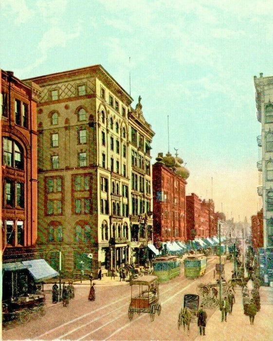 Main Street Looking South From Post Office Springfield Massachusetts MA Postcard