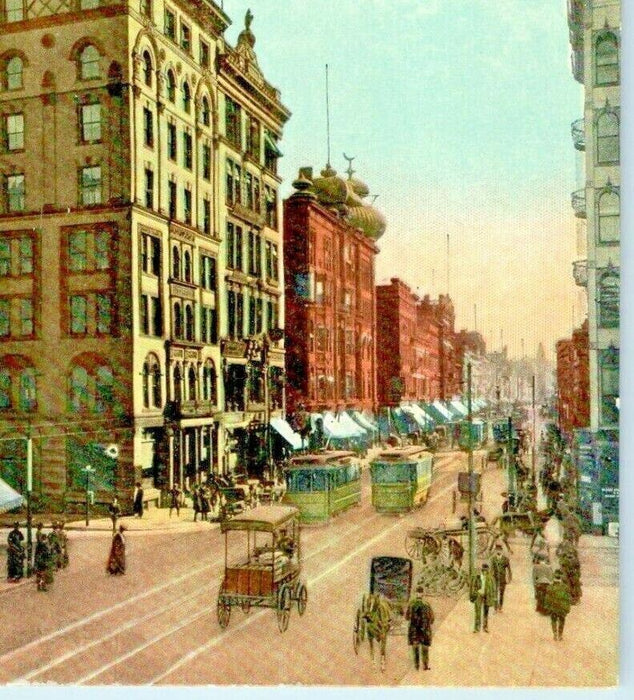 Main Street Looking South From Post Office Springfield Massachusetts MA Postcard