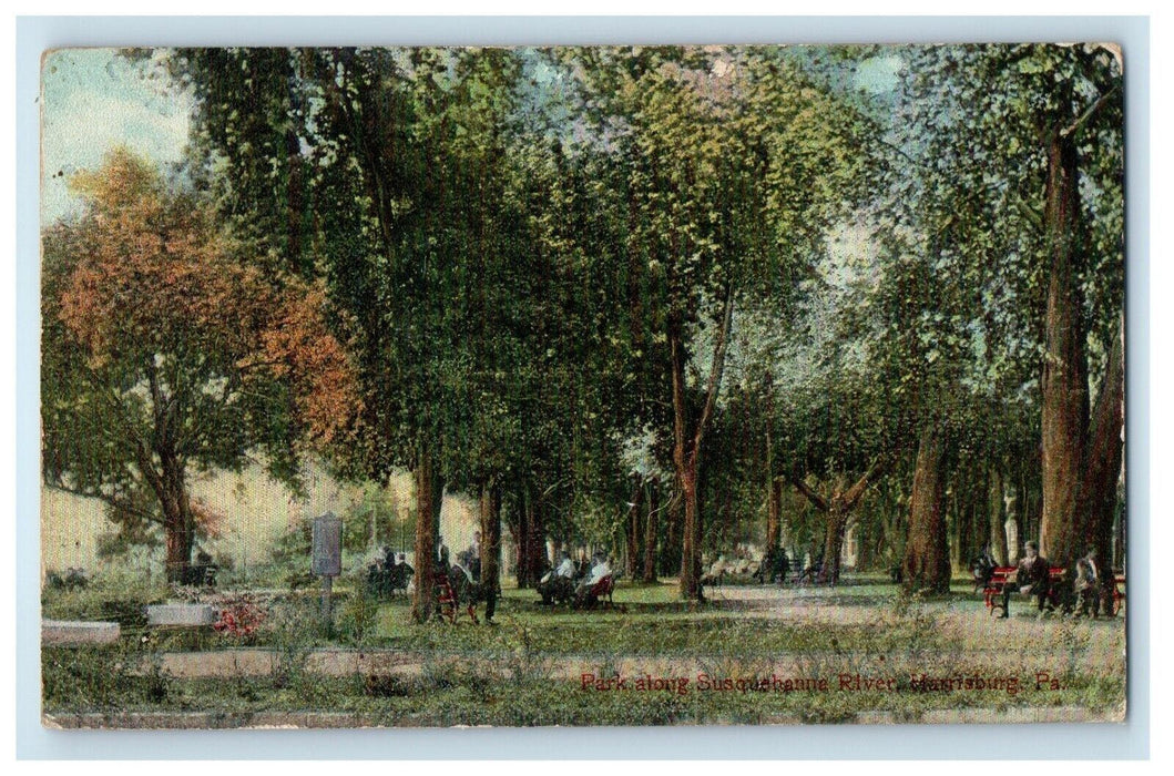 c1910's Park Along Susquehanna Harrisburg Pennsylvania PA Antique Postcard