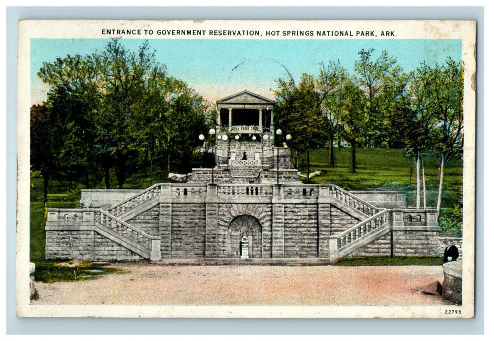 1931 Government Reservation Hot Springs National Park Arkansas AR Postcard