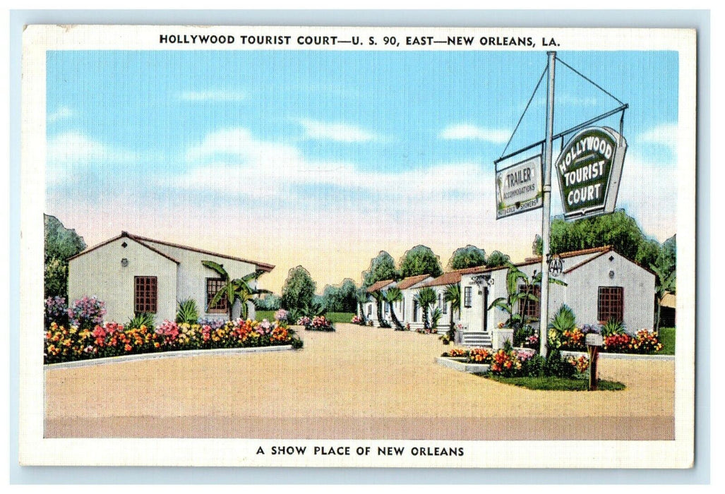 c1940's Hollywood Tourist Court East New Orleans Louisiana LA Vintage Postcard
