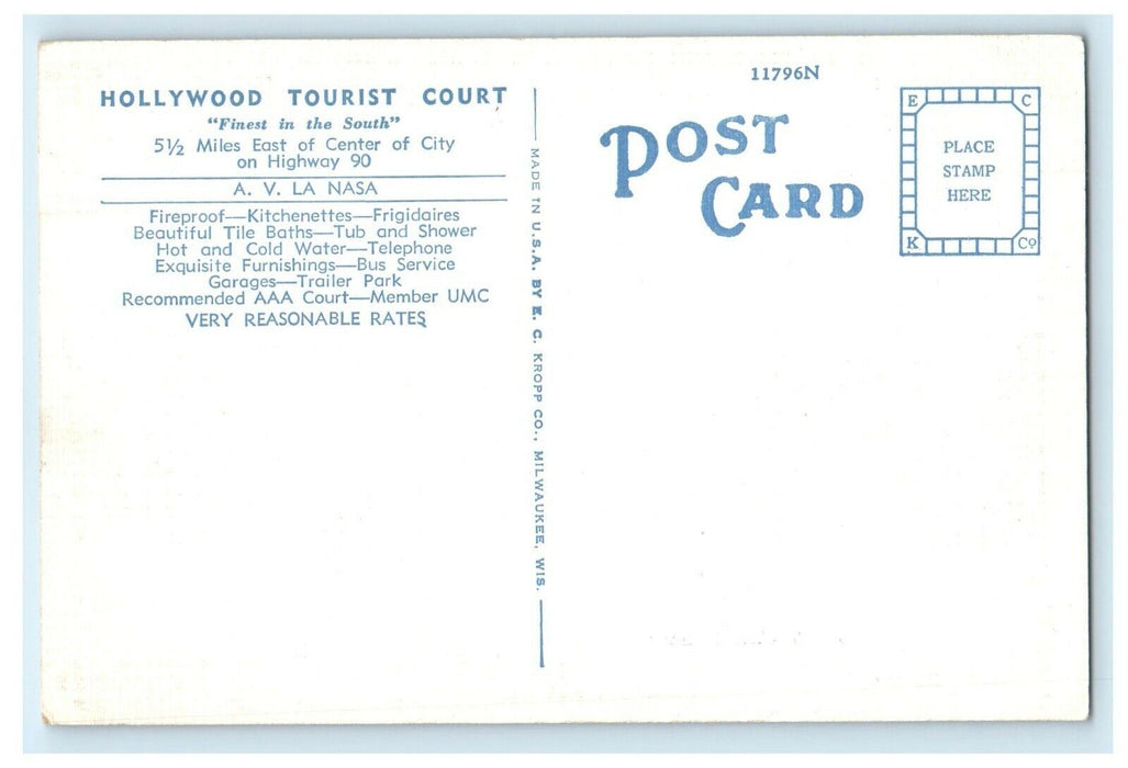 c1940's Hollywood Tourist Court East New Orleans Louisiana LA Vintage Postcard