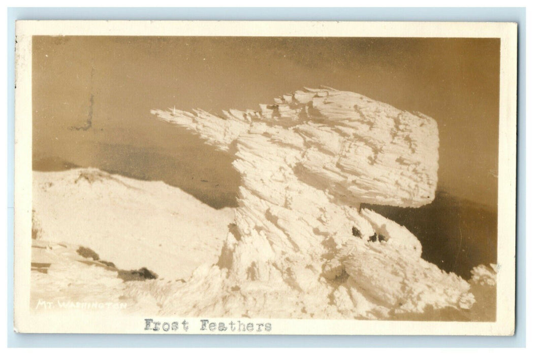 1932 Frost Feathers Mount Washington New Hampshire NH RPPC Photo Postcard