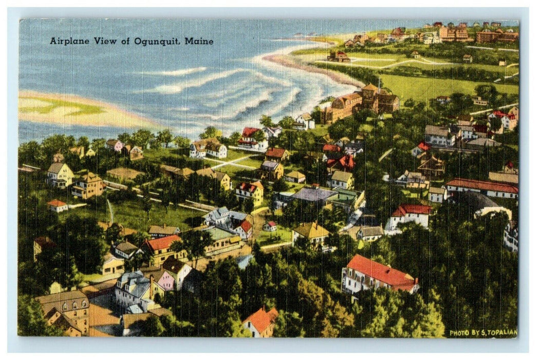 1949 Airplane View Of Ogunquit Maine ME Posted Vintage Postcard