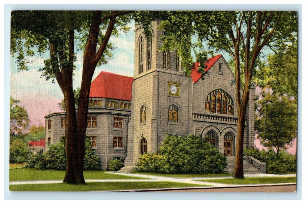 1957 First Methodist Church Clock Watseka Illinois IL Posted Vintage Postcard