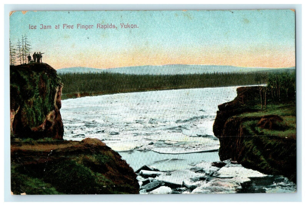 1912 Ice Jam at Five Finger Rapids, Yukon Canada CA Antique Postcard