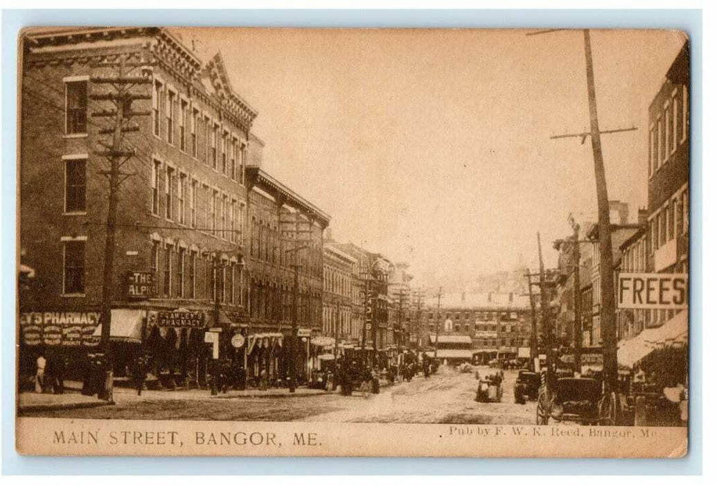 1910 Main Street, Bangor Maine ME Antique Posted Postcard