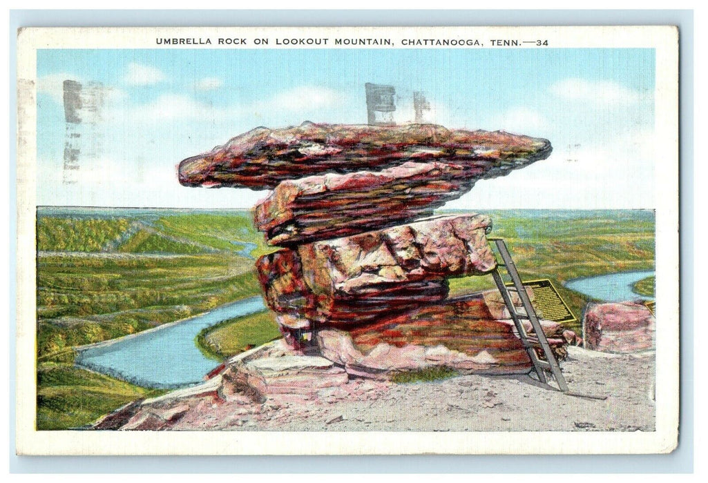 1942 Umbrella Rock On Lookout Mountain Chattanooga Tennessee TN Vintage Postcard