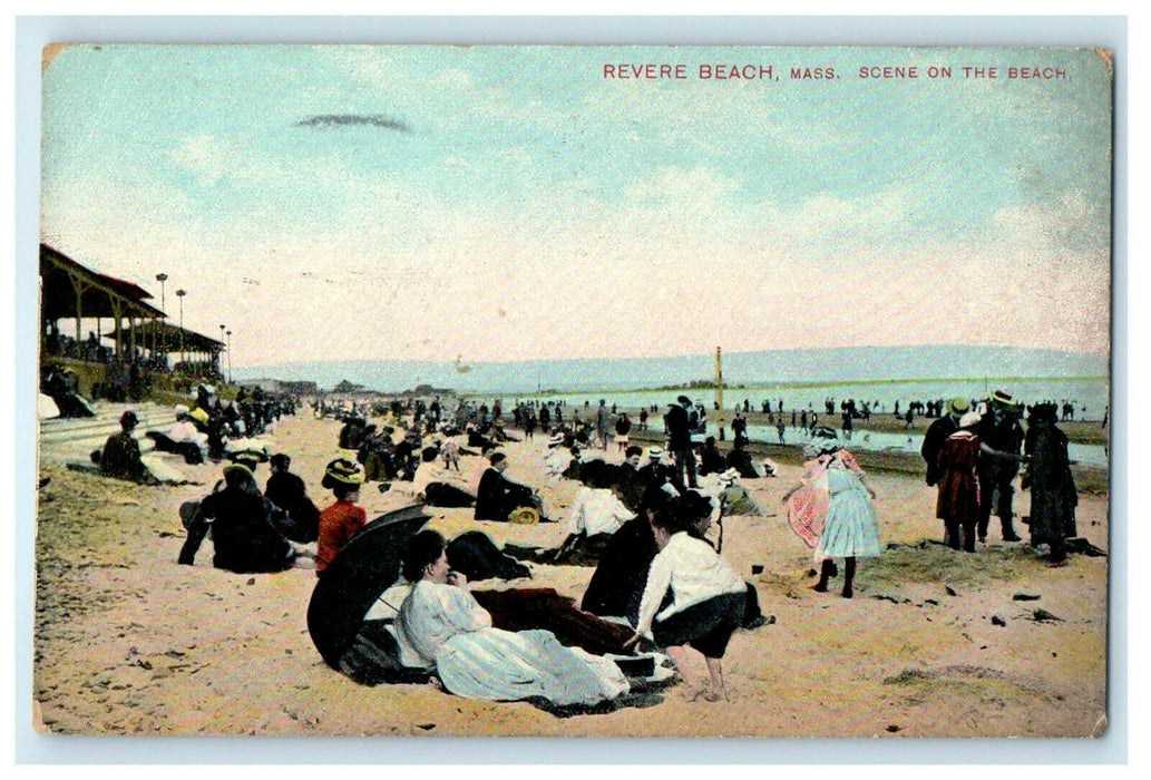 1909 Scene On The Beach Revere Beach Massachusetts MA Antique Postcard