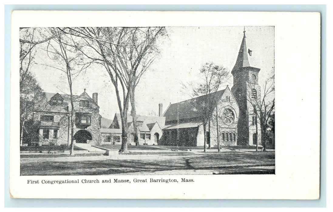 1905 Congregational Church & Manse, Great Barrington, Massachusetts MA Postcard