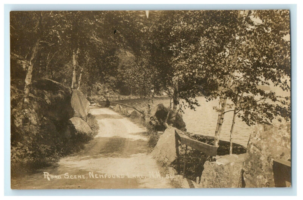 c1910 Road Scene Newfound Lake New Hampshire NH RPPC Photo Postcard