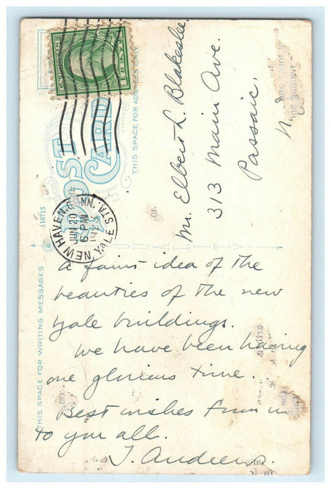 1923 Harkness Tower from Library Street New Haven Connecticut CT Postcard