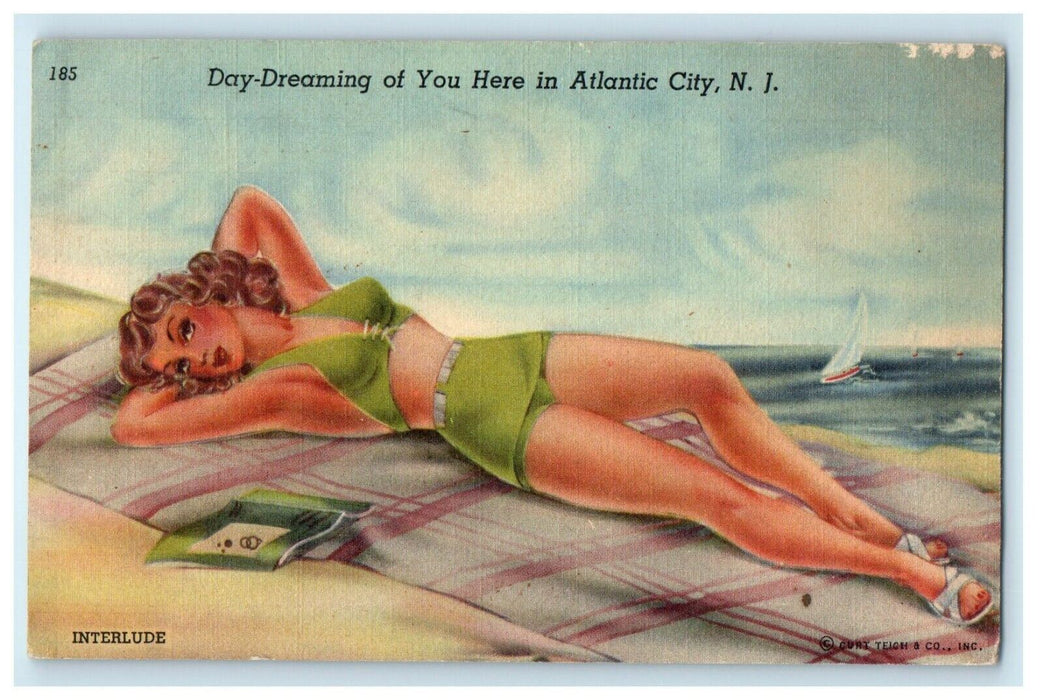 c1940's Day Dreaming Of You Here In Atlantic City New Jersey NJ Postcard