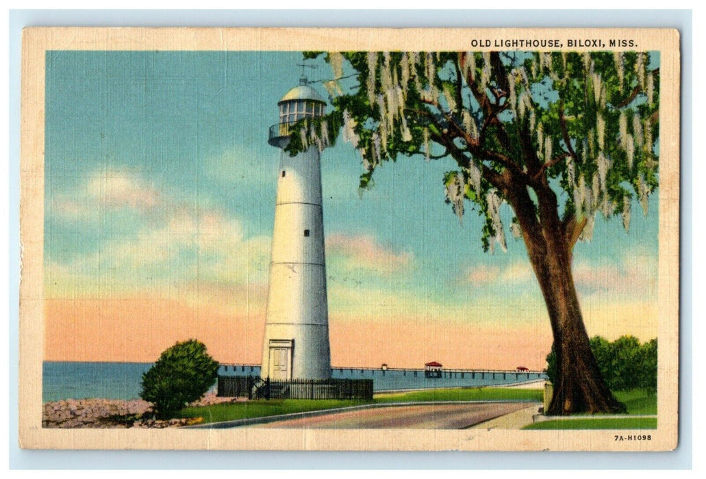 1937 View Of Old Lighthouse Biloxi Mississippi MS Posted Vintage Postcard