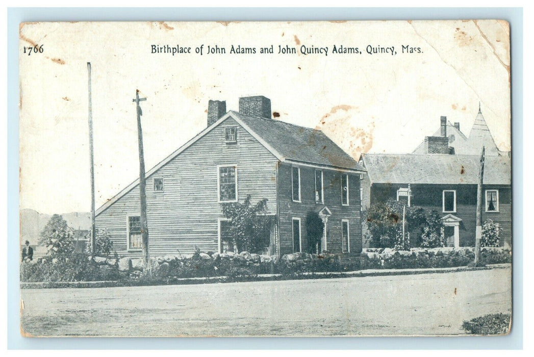 1913 Birthplace of John Adams and John Quincy Adams, Massachusetts MA Postcard