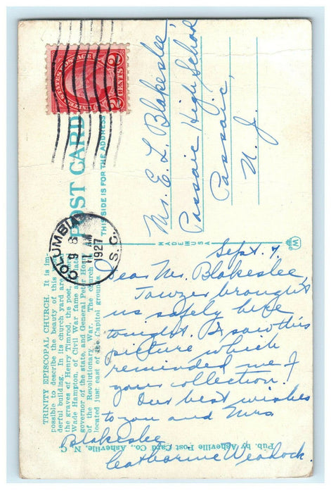1927 Trinity Episcopal Church, Columbia South Carolina Posted Postcard