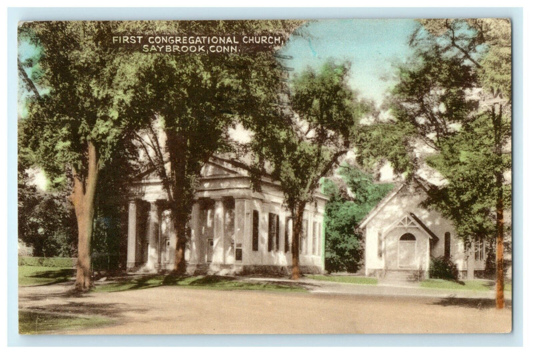 1951 First Congregational Church, Saybrook Connecticut CT Antique Postcard