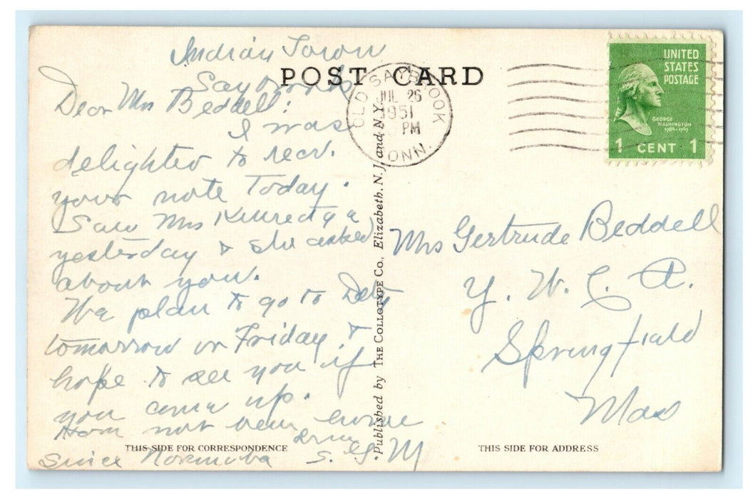 1951 First Congregational Church, Saybrook Connecticut CT Antique Postcard