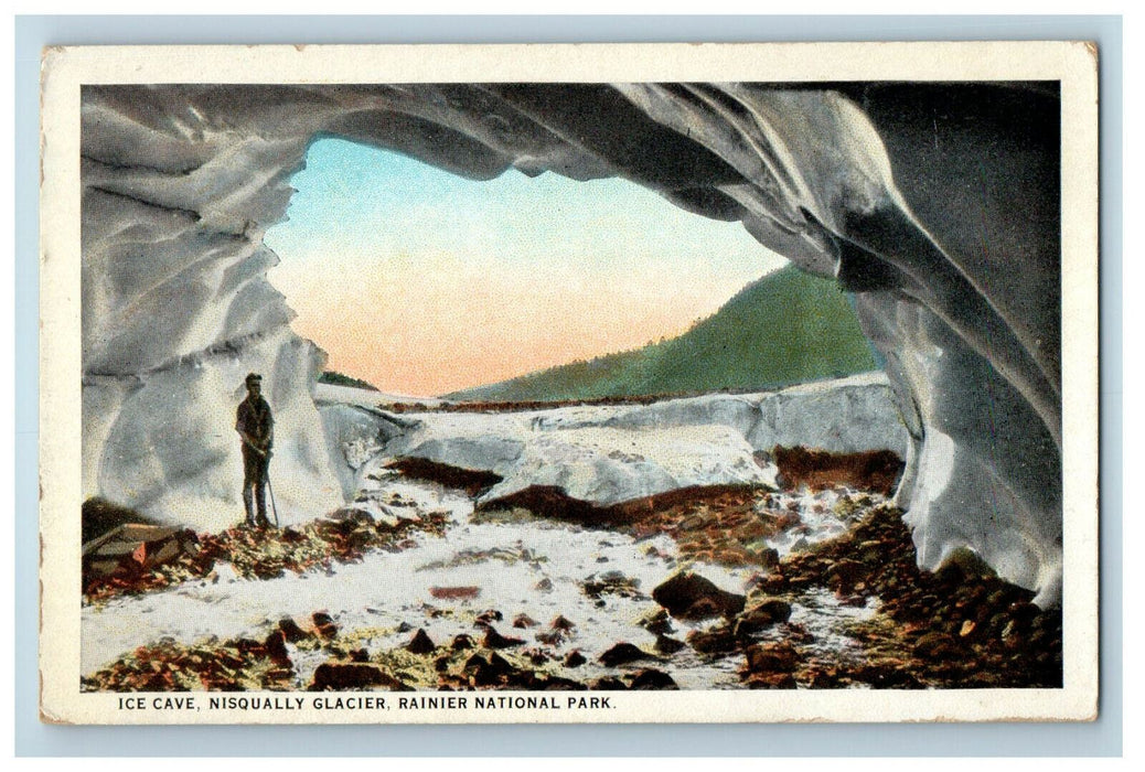 c1920s Ice Cave Nisqually Glacier Rainier National Park Washington WA Postcard