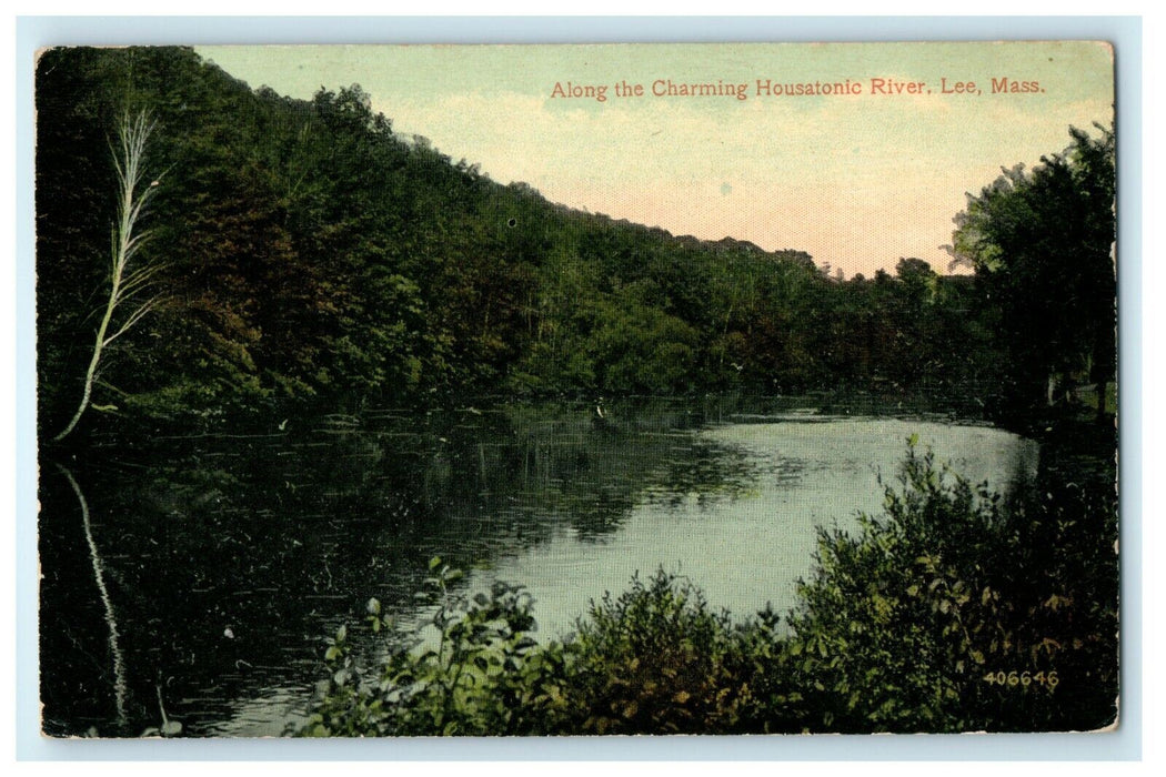 1907 Along the Charming Hoosatonic River, Lee, Massachusetts Postcard